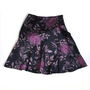 Ann Taylor silk asymmetric cut flare midi skirt